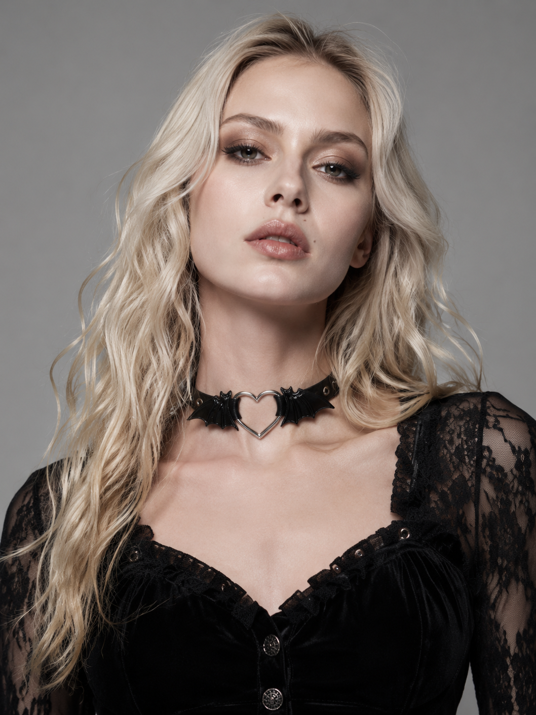 Gothic Bat Wing Heart Choker Necklace