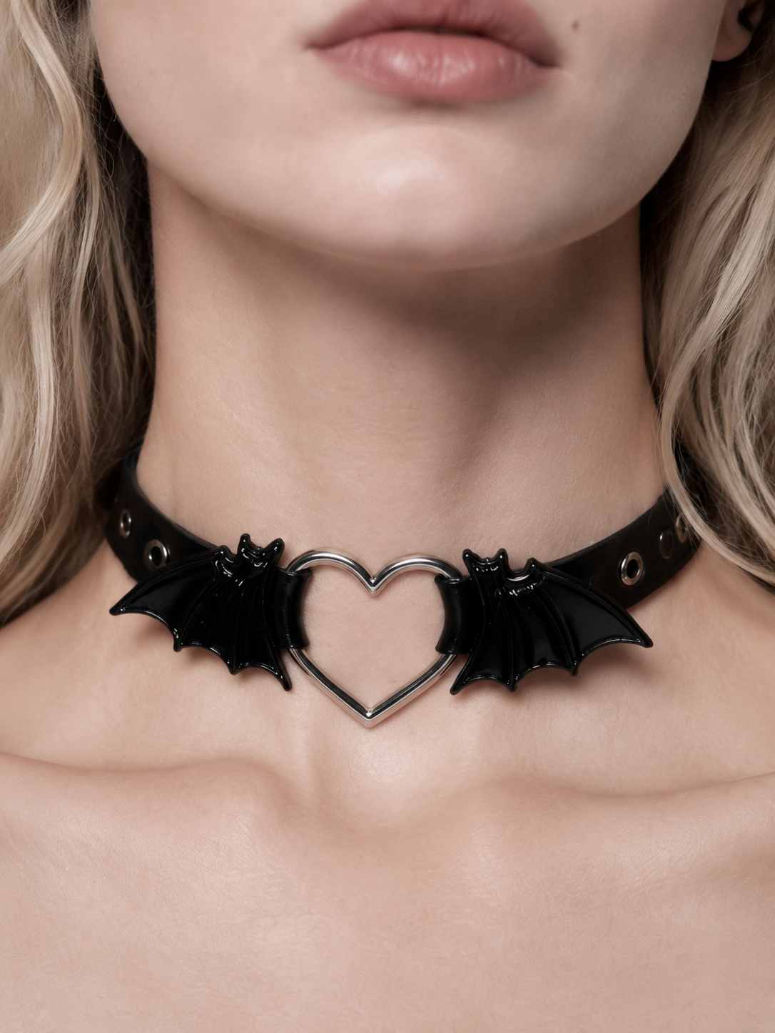 Gothic Bat Wing Heart Choker Necklace