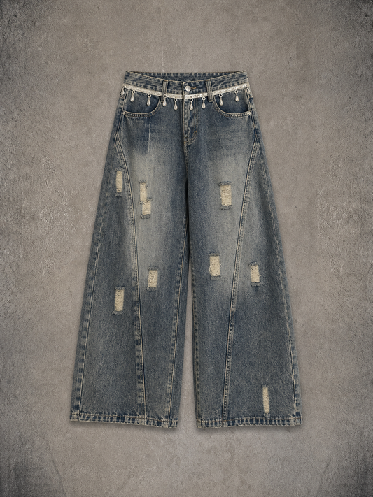 Men‘s Gothic Distressed Charm Baggy Jeans