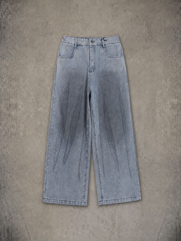 Men‘s Gothic Light Wash Wide Leg Jeans