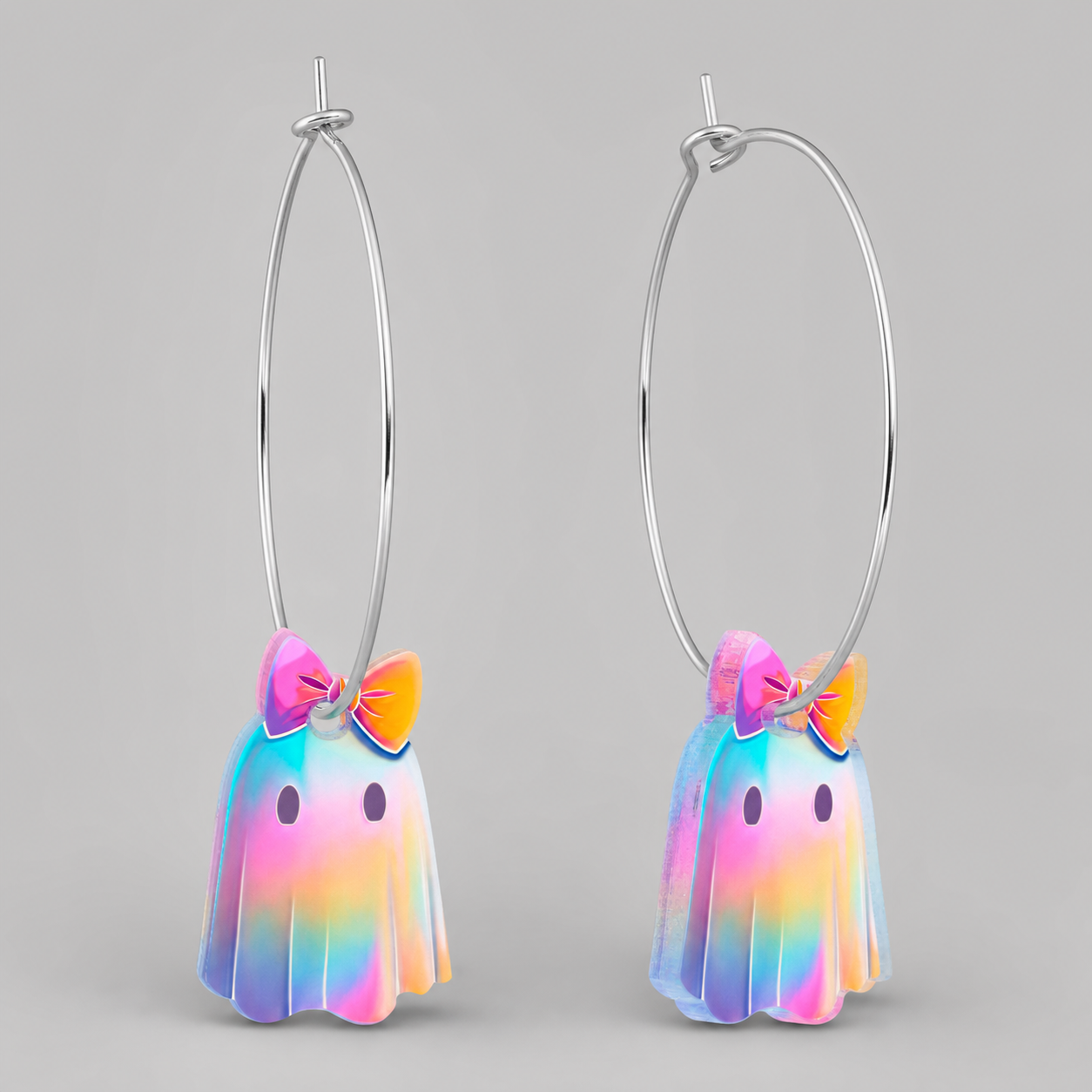 Goth Ghost Girl Hoop Earrings – Iridescent
