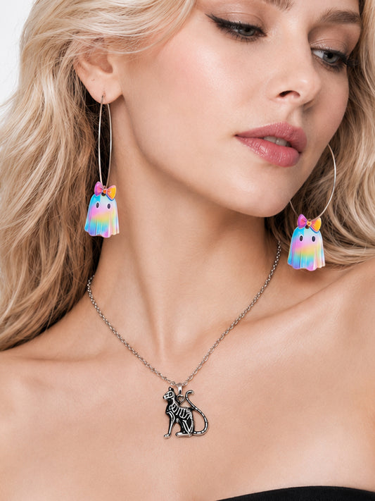 Goth Ghost Girl Hoop Earrings – Iridescent