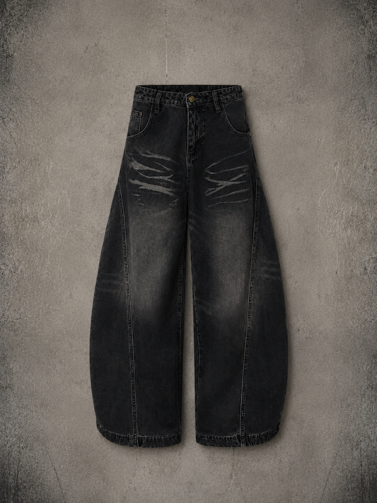 Men‘s Gothic Washed Black Baggy Jeans