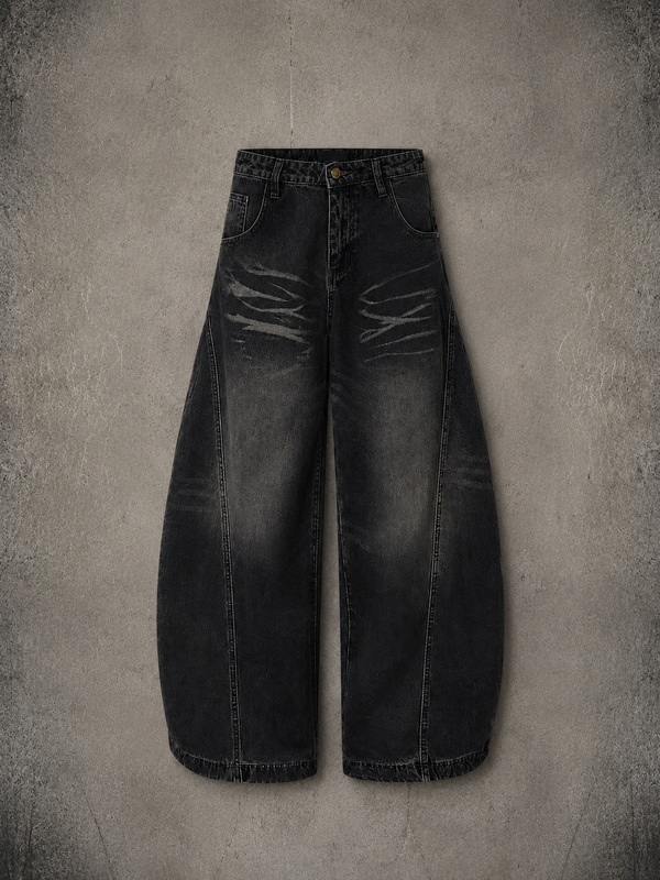 Men‘s Gothic Washed Black Baggy Jeans