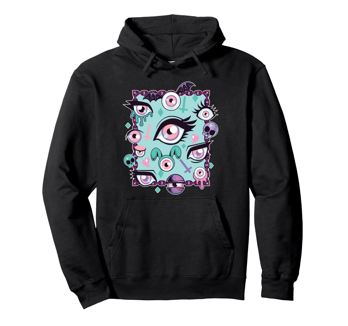 Pastel Goth Eyes Aesthetic Vaporwave Hoodie - Aesthetic Graphic Men Women