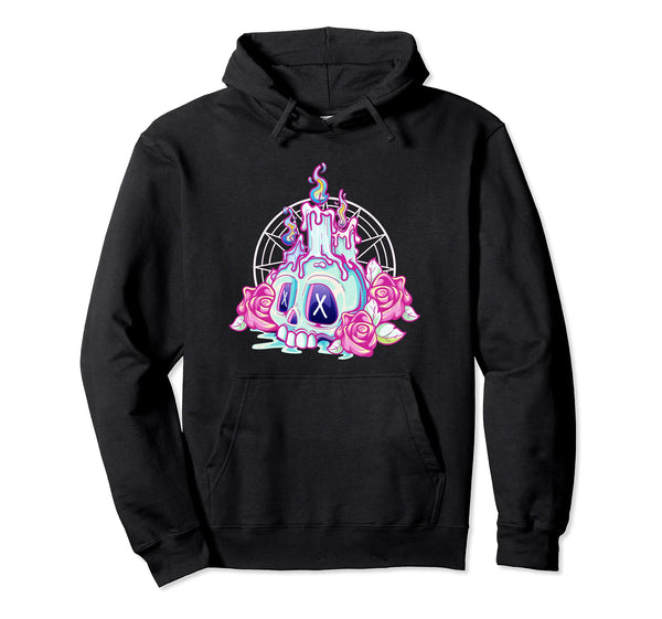 Kawaii Pastel Goth Creepy Wicca Skull Hoodie - Custom Art Print for Adults