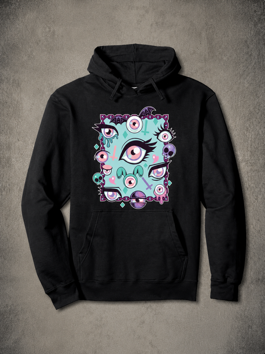 Pastel Goth Eyes Aesthetic Vaporwave Hoodie - Aesthetic Graphic Men Women