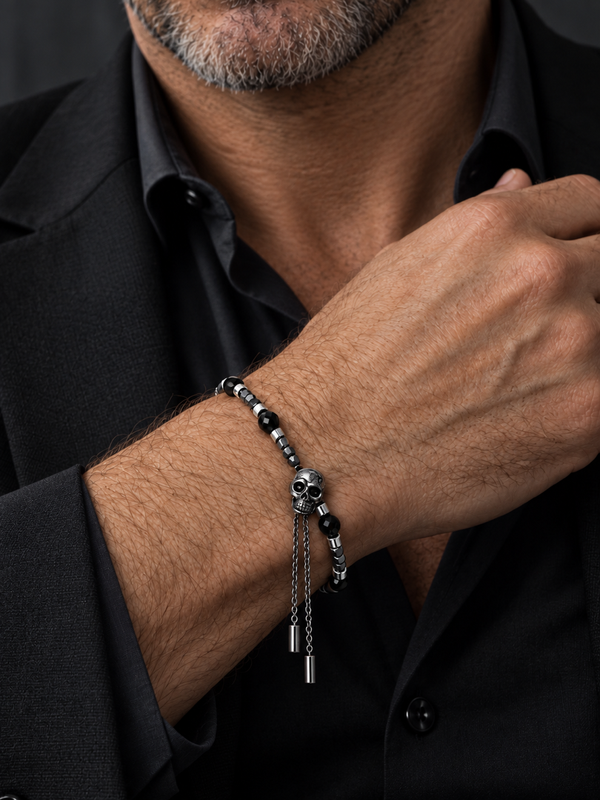 Adjustable Skull Bead Bracelet
