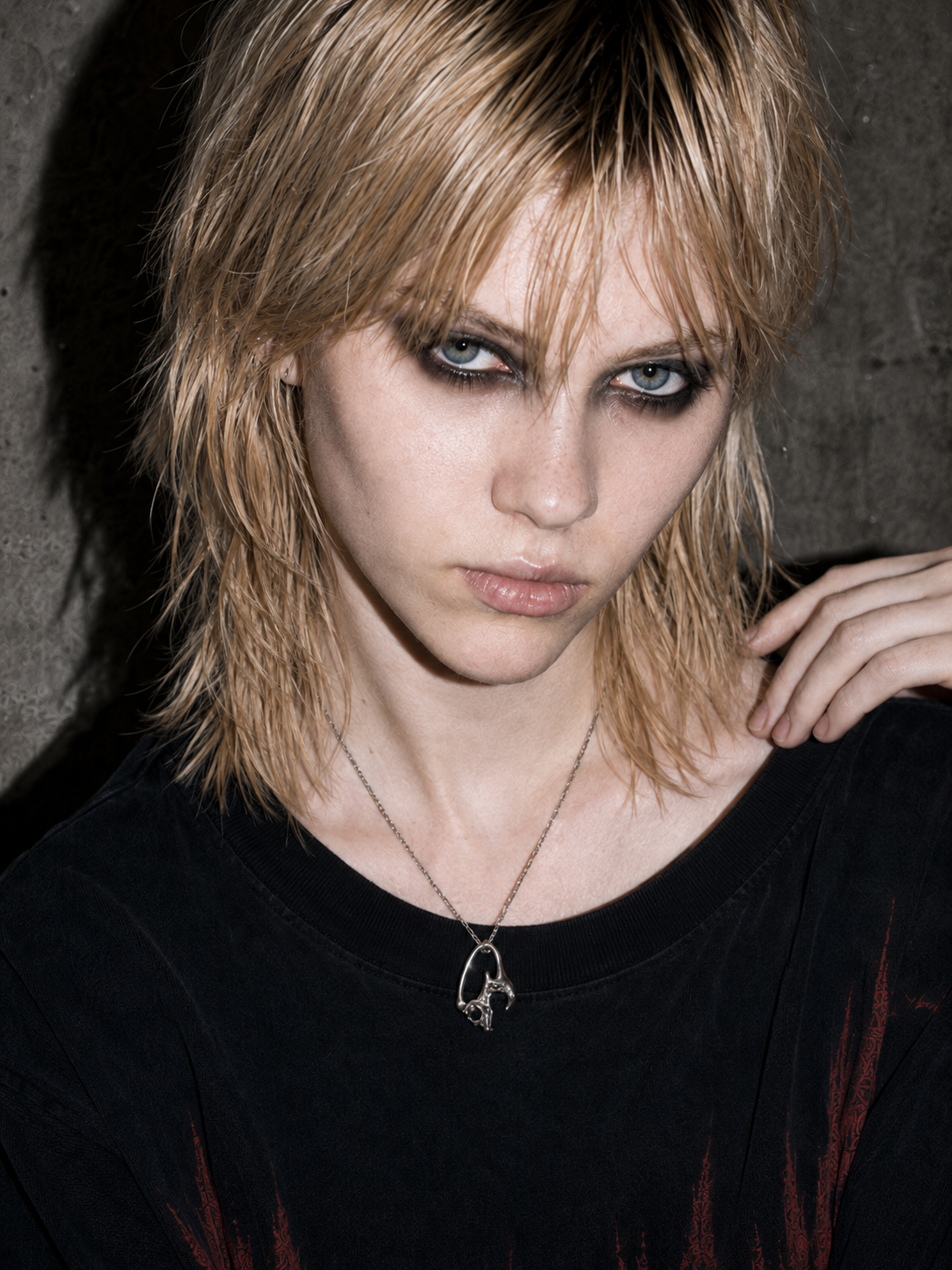 Silver Skull Pendant Necklace Gothic Biker Chain 24 Inch