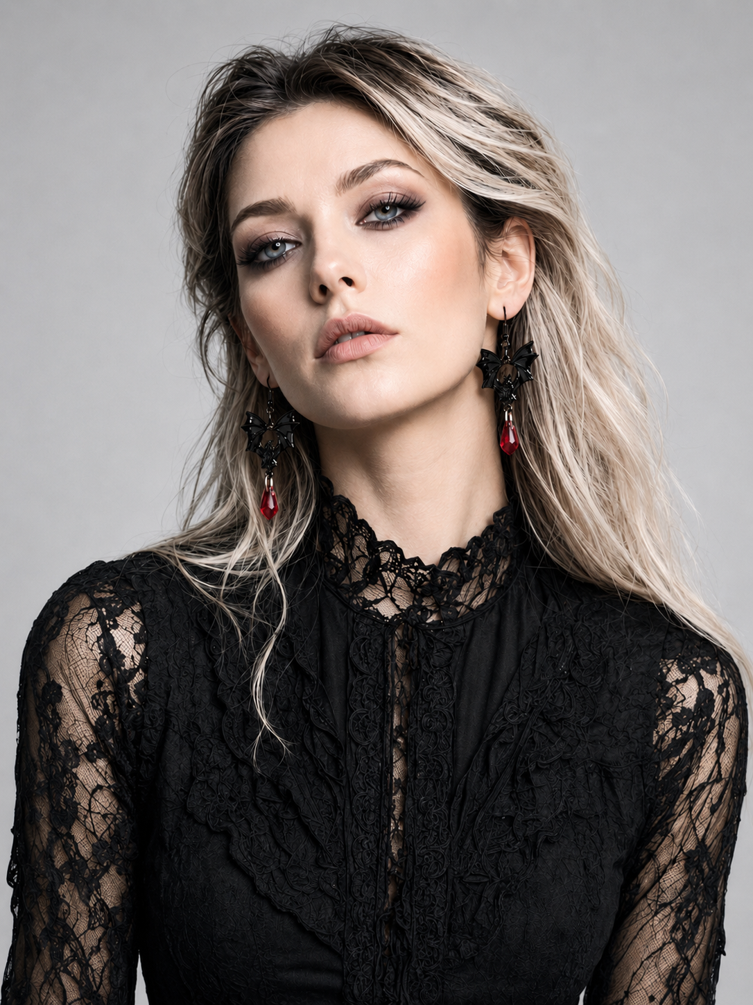 Gothic Bat Drop Earrings