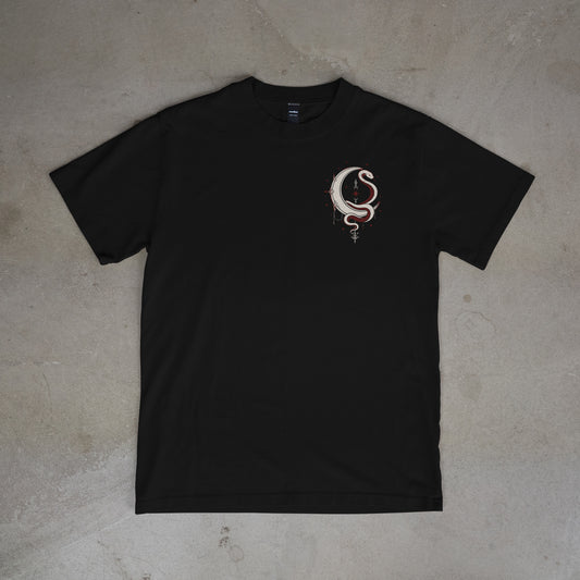 Goth Graphic T-Shirt – Moon Snake Star (Black)