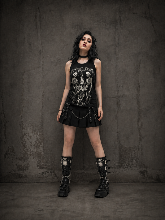 Goth Skeleton Trio Tank Top (Black)