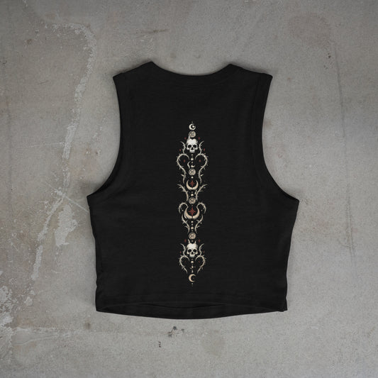 Goth Skull Charm Crop Tank Top (Black)