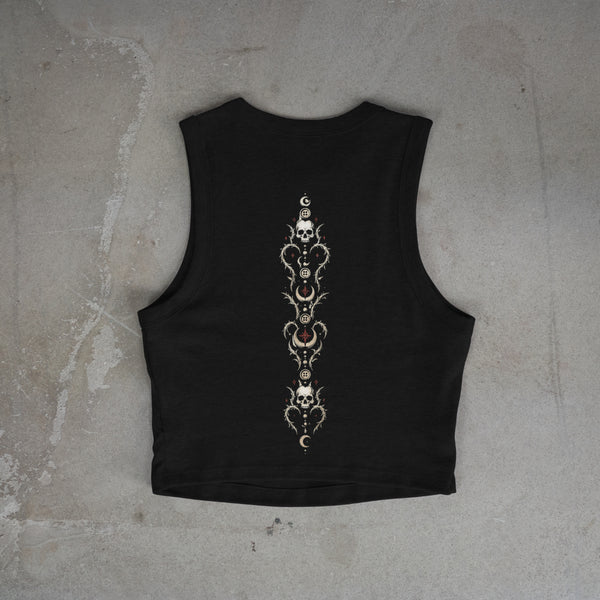 Goth Skull Charm Crop Tank Top (Black)