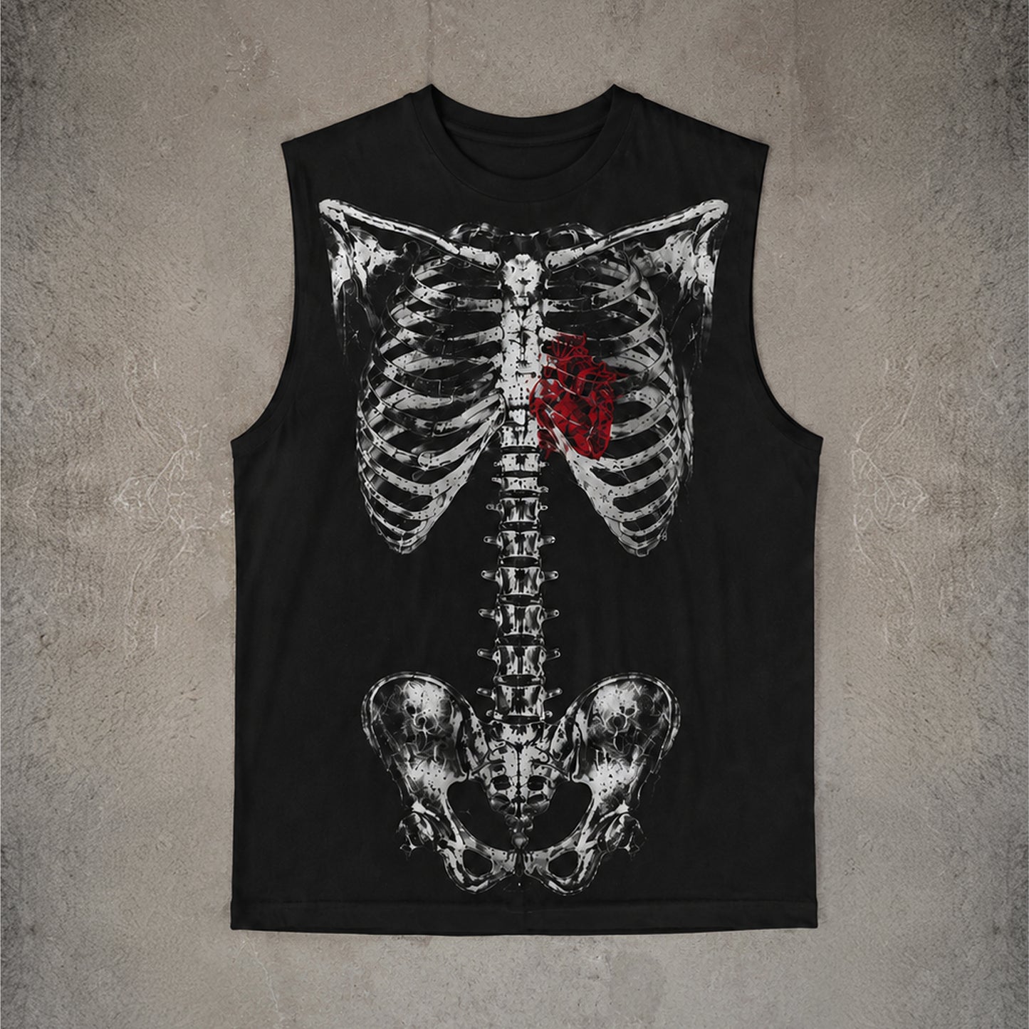 Goth Spine X-Ray Skeleton Scan Tank Top (Black)