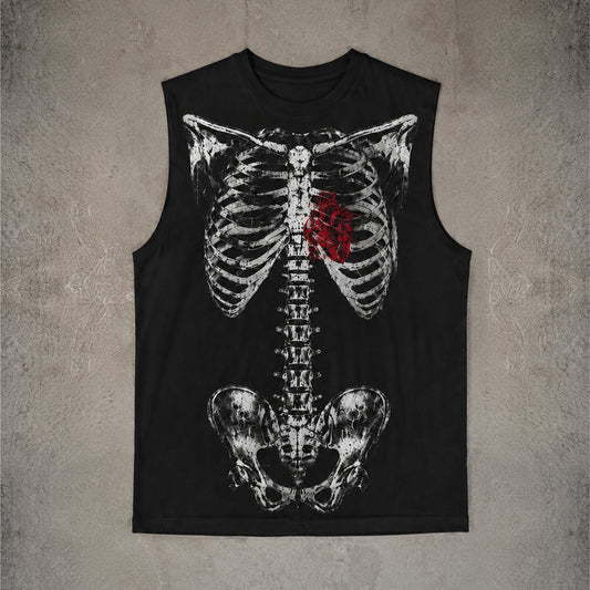 Goth Spine X-Ray Skeleton Scan Tank Top (Black)