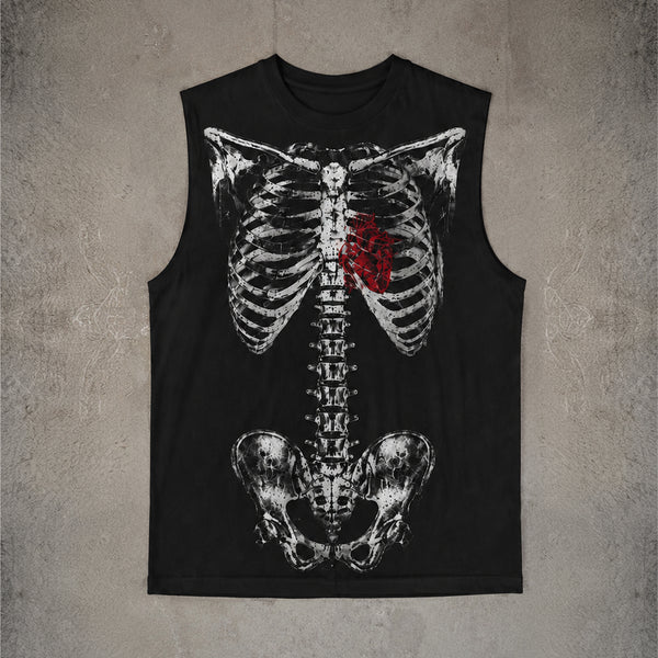Goth Spine X-Ray Skeleton Scan Tank Top (Black)